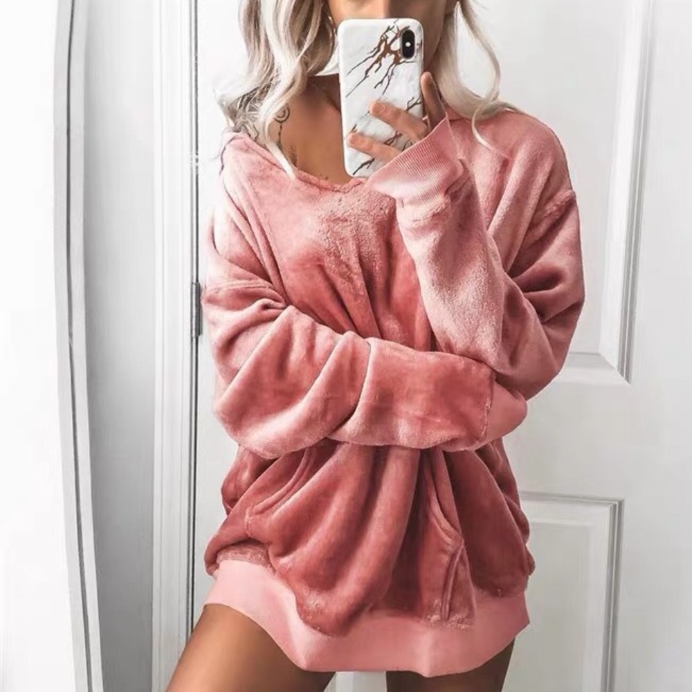 Peach pink hoodie top